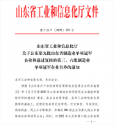 公司入選第九批山東省制造業(yè)單項冠軍企業(yè)